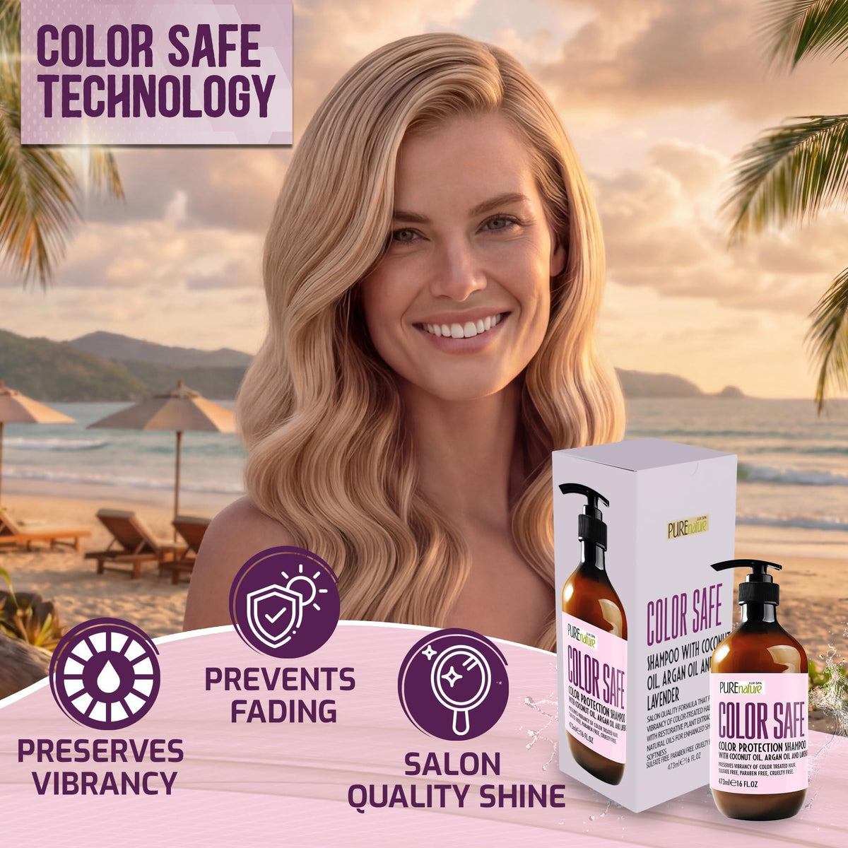 Color Safe Shampoo   Sulfate Free for Color Treated Hair   Moisturizing and Nourishing Care   Paraben Free Color Protecting Formula   Professional Salon Grade Quality for Men and Women   16 Fl Oz
