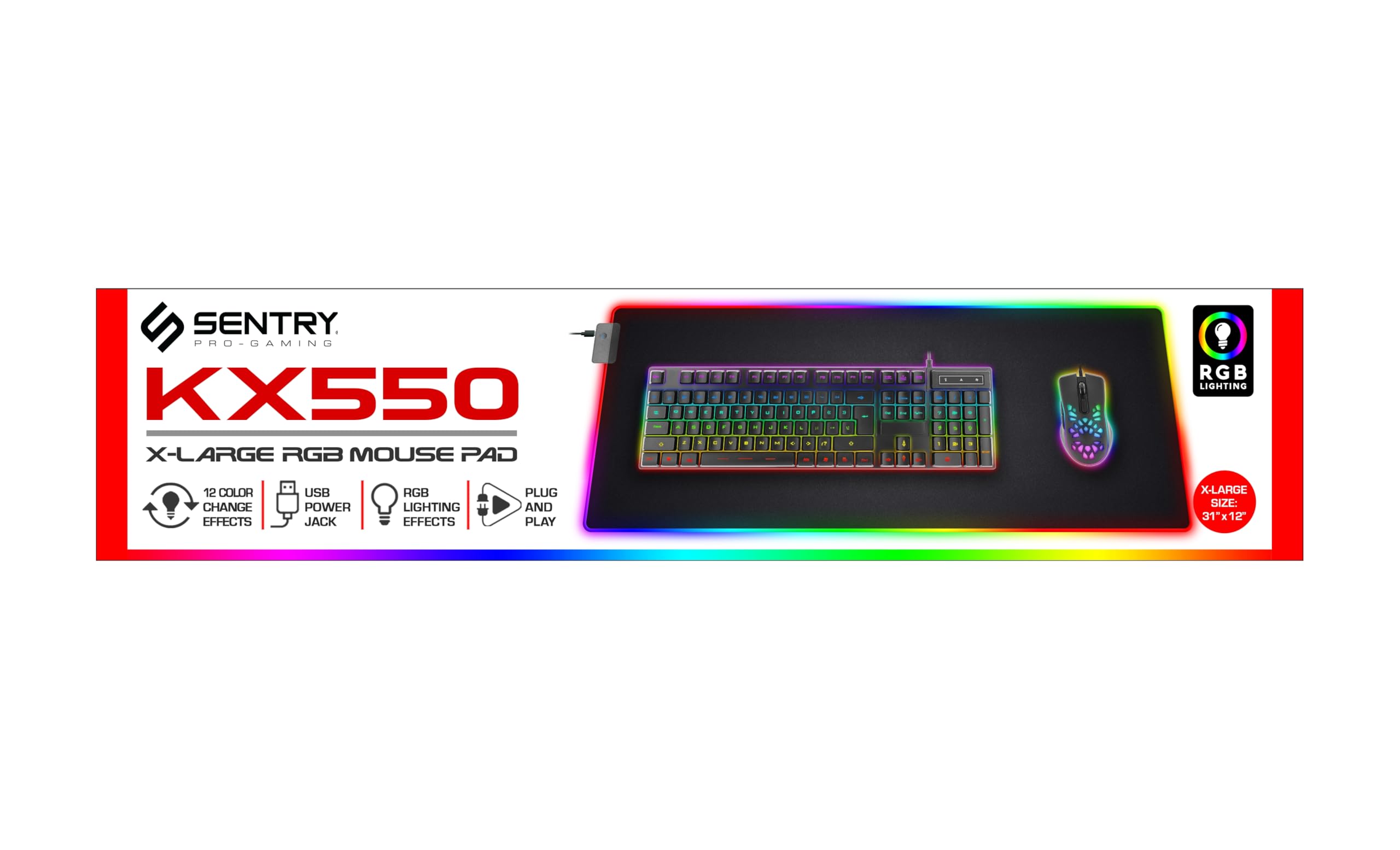 Sentry Pro-Gaming KX550 X-Large RGB Mouse Pad