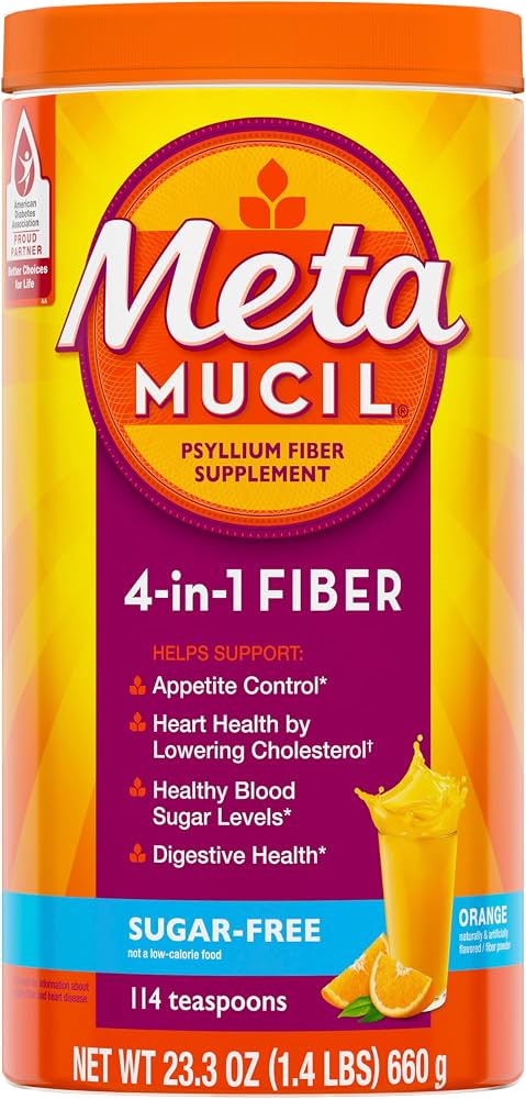 Metamucil 4-in-1 fiber supplement sugar-free orange flavor 23.3 oz