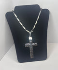 30 in sterling sliver crucifix pendant necklace on a Figaro link chain.