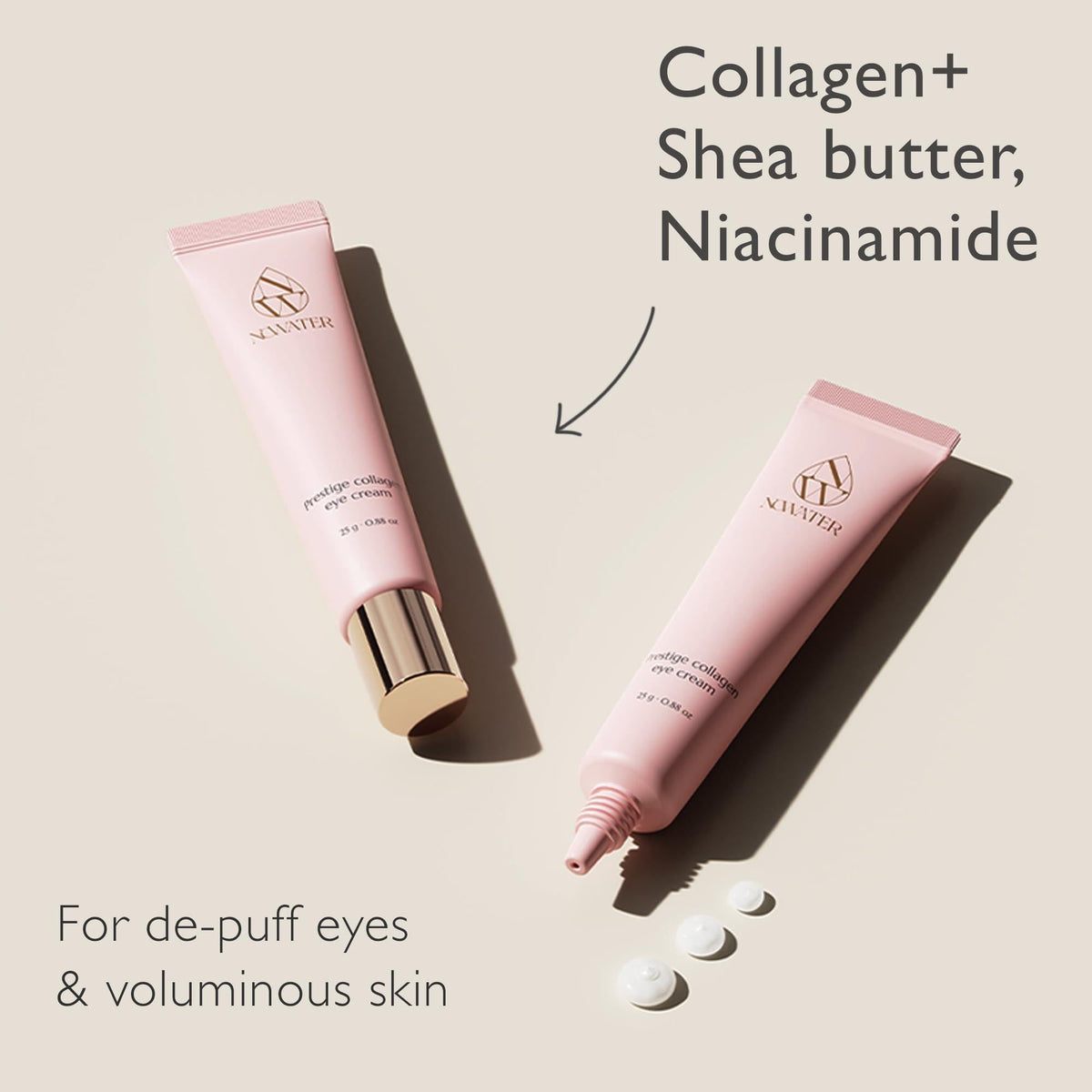 NOWATER Korean Collagen Eye Cream for Under Eyes, Day & Night