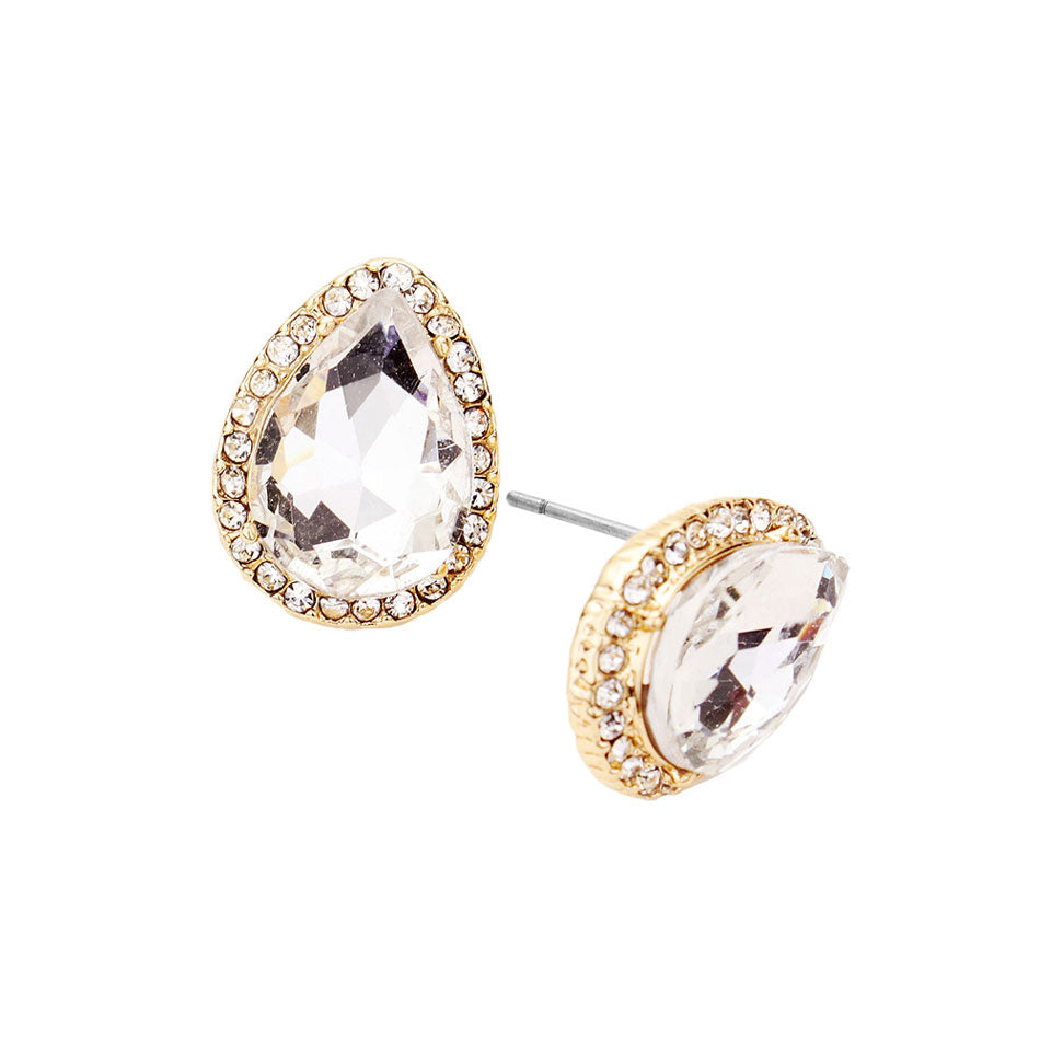 Teardrop Stone Evening Stud Earrings