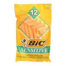 BIC Sensitive single-blade disposable razors for men in a 12-count pack