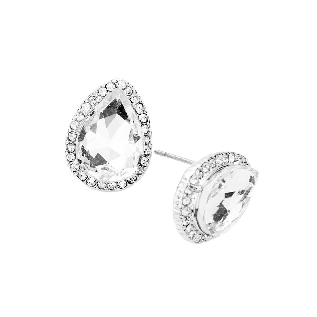 Teardrop Stone Evening Stud Earrings
